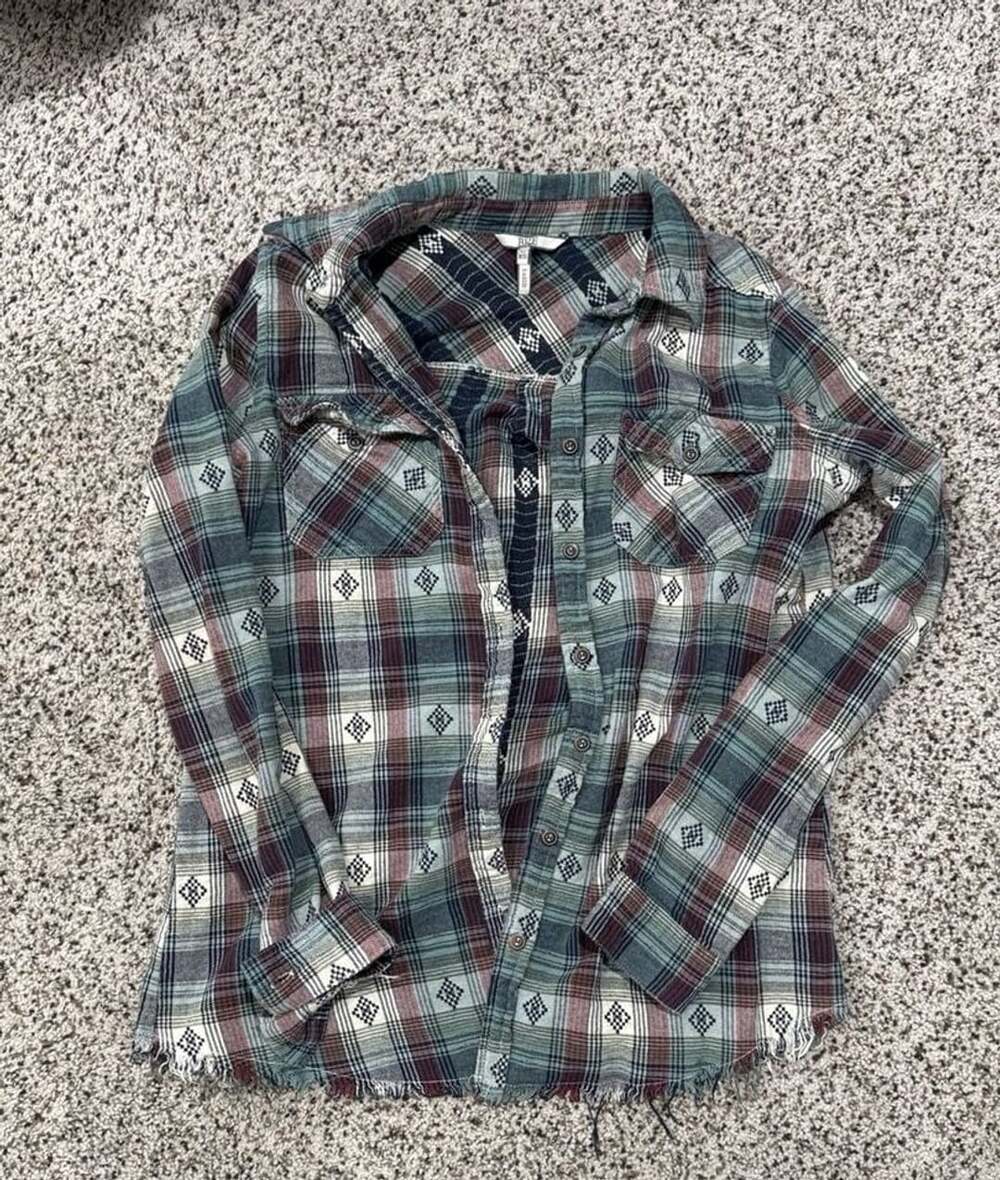 BKE Flannel Shirt Size XS Green Plaid Button Down